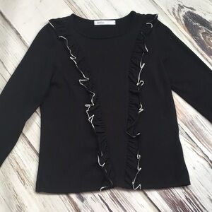 Skovhuus Sweater Pullover Ruffle Denmark Black White Small